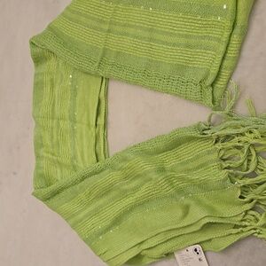 Free People Lime Green Lightweight Knit Scarf with Fringe